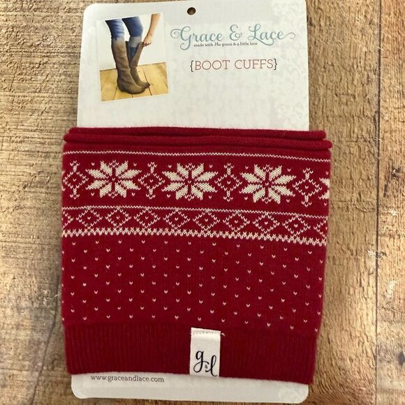 GRACE AND LACE PATTERNED BOOT CUFFS - SNOWFLAKE (RED)
Nwt - Picture 1 of 5